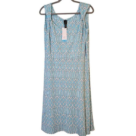 MT Collection dress, light blue and white midi sleeveless.  Size XXL. NWT.   # 8 - Picture 1 of 6